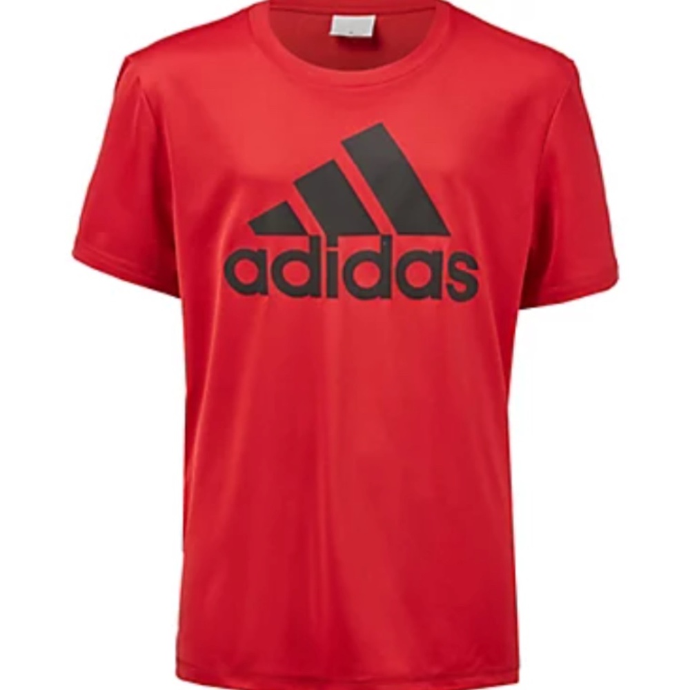 🔥 NWT Adidas Youth Climalite Tee 😎 – Red & Black Logo – Size XS (7)